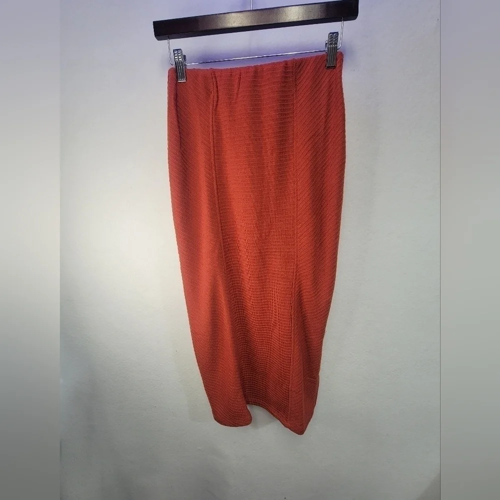 Band Of The Free BOG Collective  RENEE Rust Ribbed Pencil Skirt Size Small
